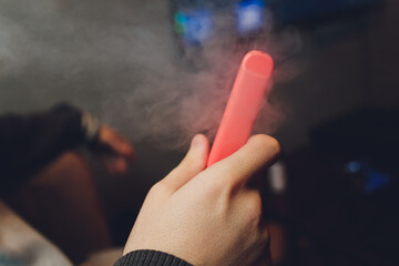 POD or ultra-portable systems vape is the newest Electronic cigarette technology.POD vape isolated...