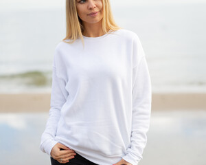 Woman in white blouse - 399781995