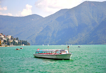 Fototapeta premium A tour boat on Lake Lucerne Swtzerland.