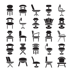 chair and sofa icons glyph design