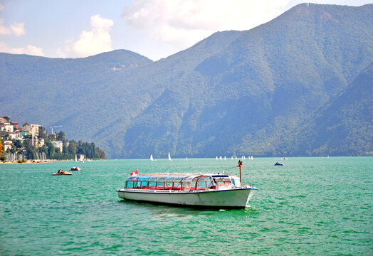 A tour boat on Lake Lucerne Swtzerland.