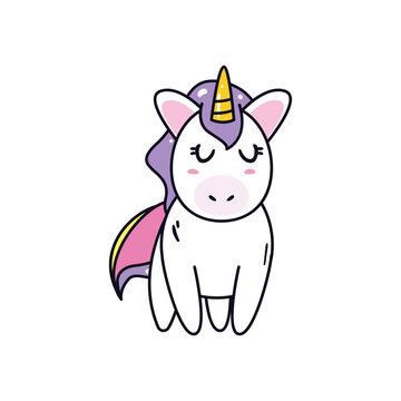 unicorn horse cartoon with horn vector design