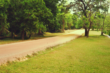 Obraz premium View of the Sigiriya rock in Sri Lanka. Surroundings and rock in Sigiriya.