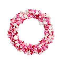 Sugar sprinkle in the form of a wreath, decoration for cake and bakery, background