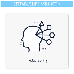 Adaptability line icon. Flexibility. Personality strengths and characteristics. Soft skills concept. Human resources management. Self improvement. Isolated vector illustration. Editable stroke 
