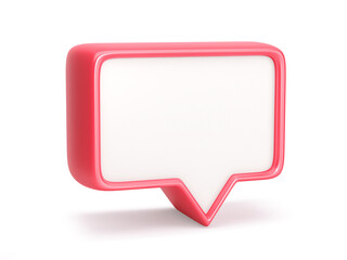 Social media notification icon, red speech bubble isolated on white