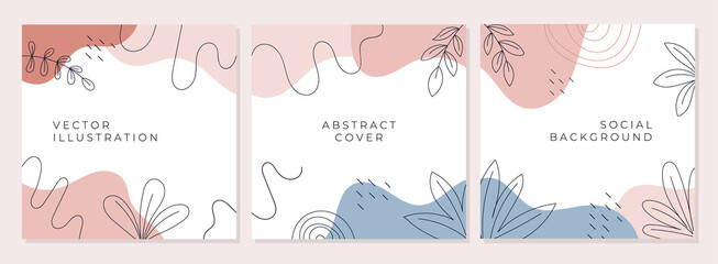 Set of abstract creative backgrounds with minimal trendy style.