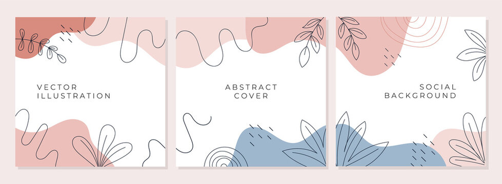 Set of abstract creative backgrounds with minimal trendy style.