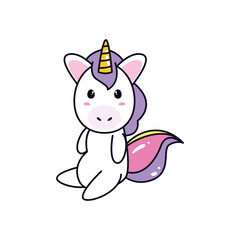 unicorn horse cartoon blushing vector design
