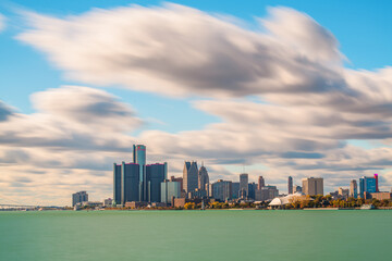 Detroit, Michigan, USA Downtown Skyline on the River