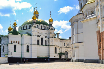 The golden dome of the famous Christian temple in Kyiv, Ukraine - the Saint Kyiv-Pechersk Lavra