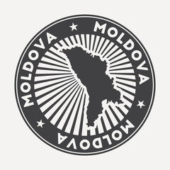 Moldova round logo. Vintage travel badge with the circular name and map of the country, vector illustration. Can be used as insignia, logotype, label, sticker or badge of Moldova.