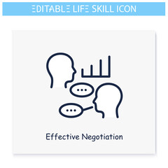 Effective negotiations line icon. Diplomacy. Discussion skill. Personality strengths and characteristics.Soft skills concept. Human resources management.Isolated vector illustration. Editable stroke 