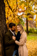 Young couple in the autumn park