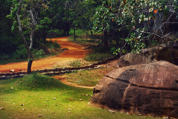 Fototapeta premium The ancient ruins of Sigiriya in Sri Lanka. The area around the famous cliff.
