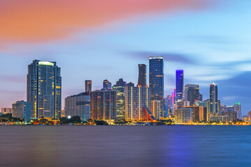 Fototapeta na wymiar Miami, Florida, USA Downtown Skyline on the Water