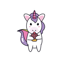 unicorn horse cartoon with muffin vector design