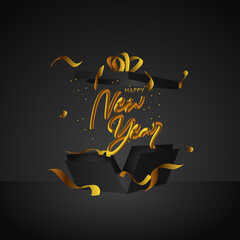 Happy New Year With 3d Tube Text Vector Design For Banner Print and Greeting Background