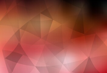 Light Red, Yellow vector shining triangular backdrop.