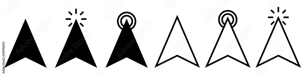Poster collection of mouse click cursor. cursor icon set. click, cursor, computer mouse. vector illustratio