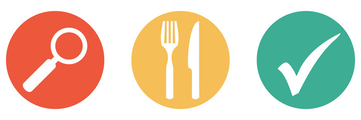 Bunter Banner mit 3 Buttons: Essen bestellen online und liefern lassen