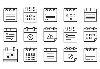 calendar and schedule icons line design