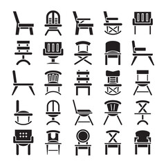 office chair and sofa icons glyph design