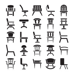 office chair and sofa icons glyph design