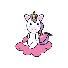 unicorn horse cartoon on cloud vector design