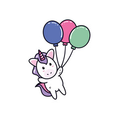 unicorn horse cartoon with balloons vector design