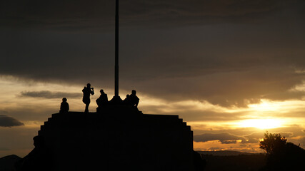 Sunset overlooking the city and bay in Dunedin, Otago, New Zealand.