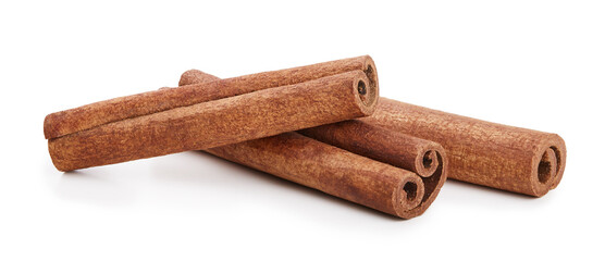 Cinnamon sticks isolated on white background. Cinnamon packaging
