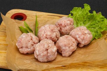 Homemade raw pork minced meatball for cooking