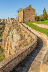 Fototapeta na wymiar Castel Sant'Elia - located on a scary cliff and famous for its wonderful basilica, Castel Sant'Elia is among the most notable villages in central Italy. Here the impressive Sanctuary of S.Maria