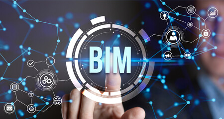 Internet, business, Technology and network concept.screen of the future and sees the inscription: BIM