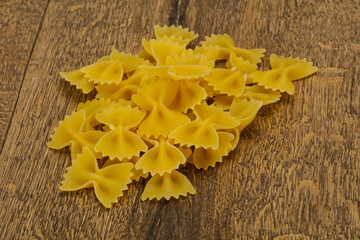 Raw dry farfalle pasta for cooking