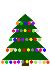 The green Christmas tree with the colorfully balls