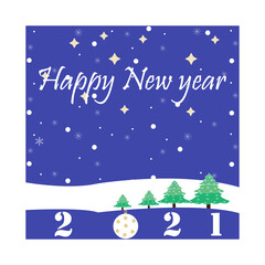 Fototapeta premium A Beautiful Happy New Year 2021 illustration perfect for cards