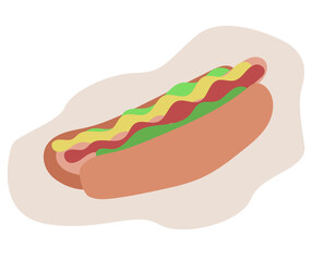 Hot Dog With Mustard Hand Drawing vector