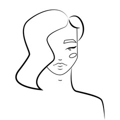 Modern fashion linear woman face profile. Beautiful women in minimal line style for logo, emblem template. Vector illustration.