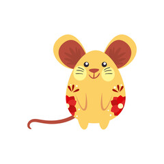 chinese mouse with red flowers vector design