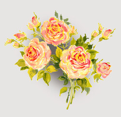 Colorful illustration of a bouquet of roses