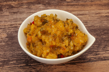 Relish sauce with cucumbers and mustard