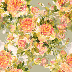  Seamless pattern bouquet of bright roses