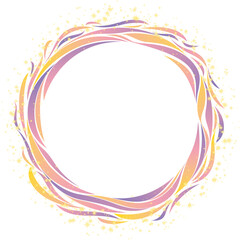 優しい色合いのリボンのサークルと光の粒フレーム