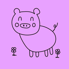 Vector illustration of cartoon pig