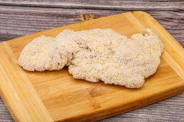 Raw meat schnitzel for roast