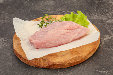 Raw turkey breast steak for cooking
