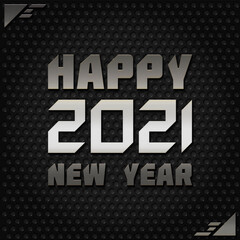 Silver inscription on the Festive Postcard - Happy New Year 2021