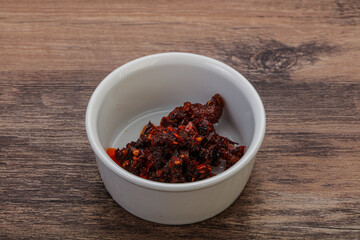Fried chili pepper sauce with oil